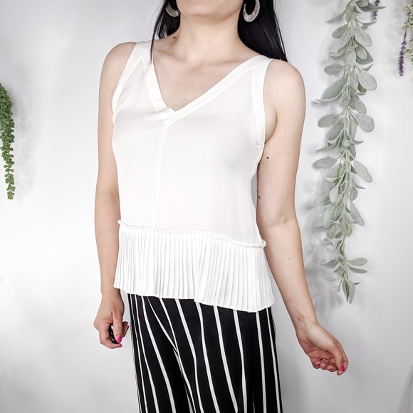 Rebecca Taylor Tops - REBECCA TAYLOR Pleat Hem peplum top silk white 223